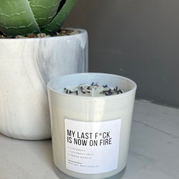 My Last F*ck is Now on Fire Vanilla Scented Candle with Lavender and Crystals - Picture 2 of 4